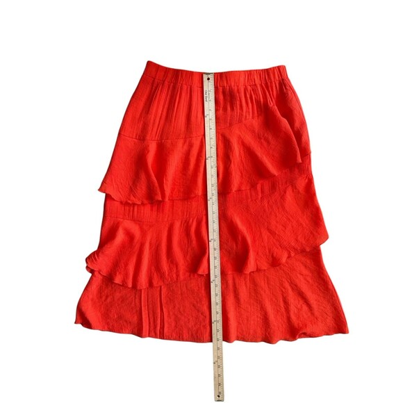 Nanette Lepore Pull on Skirt Women's  Size Large Layered Ruffle Tiers Red Flowy - Picture 7 of 11